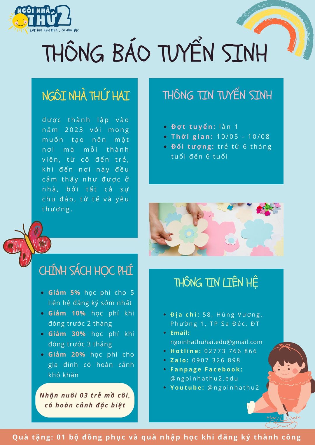 tuyển sinh tháng 5 trường mầm non Ngôi nhà thứ 2 Sa Đéc